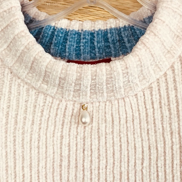 STAUD Short Sleeves Pearl Embellished Mock Neck As Seen On TV Sweater Size L - Picture 7 of 11